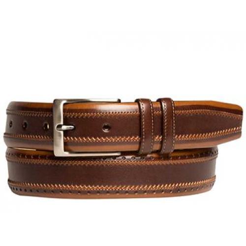 Mezlan "AO10106" Brown / Tan Genuine Bi-Color Calfskin Fashion Belt